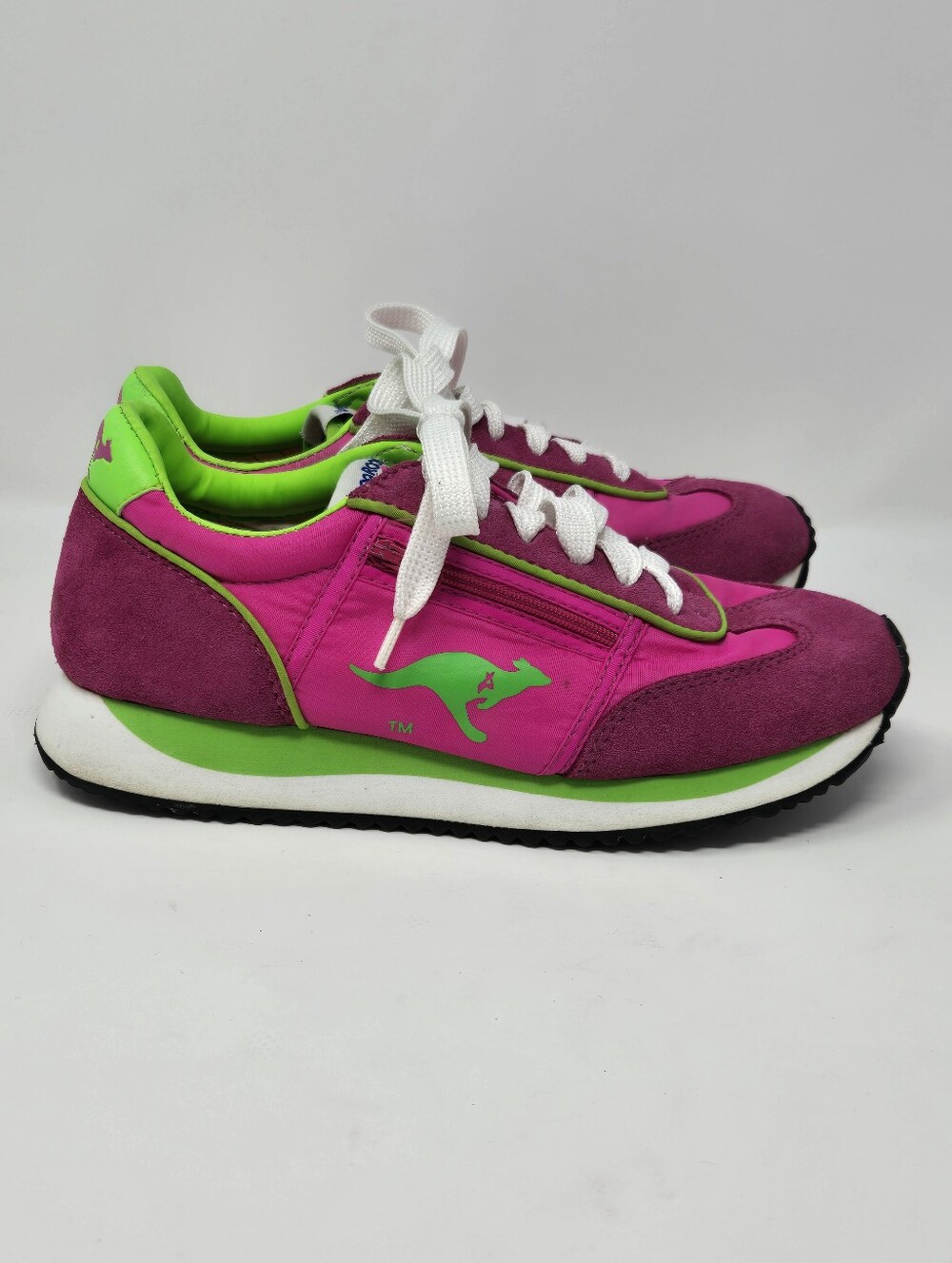 KangaROOS Women's Hot Pink & Lime Green Runner Sneakers - Size 6.5 US